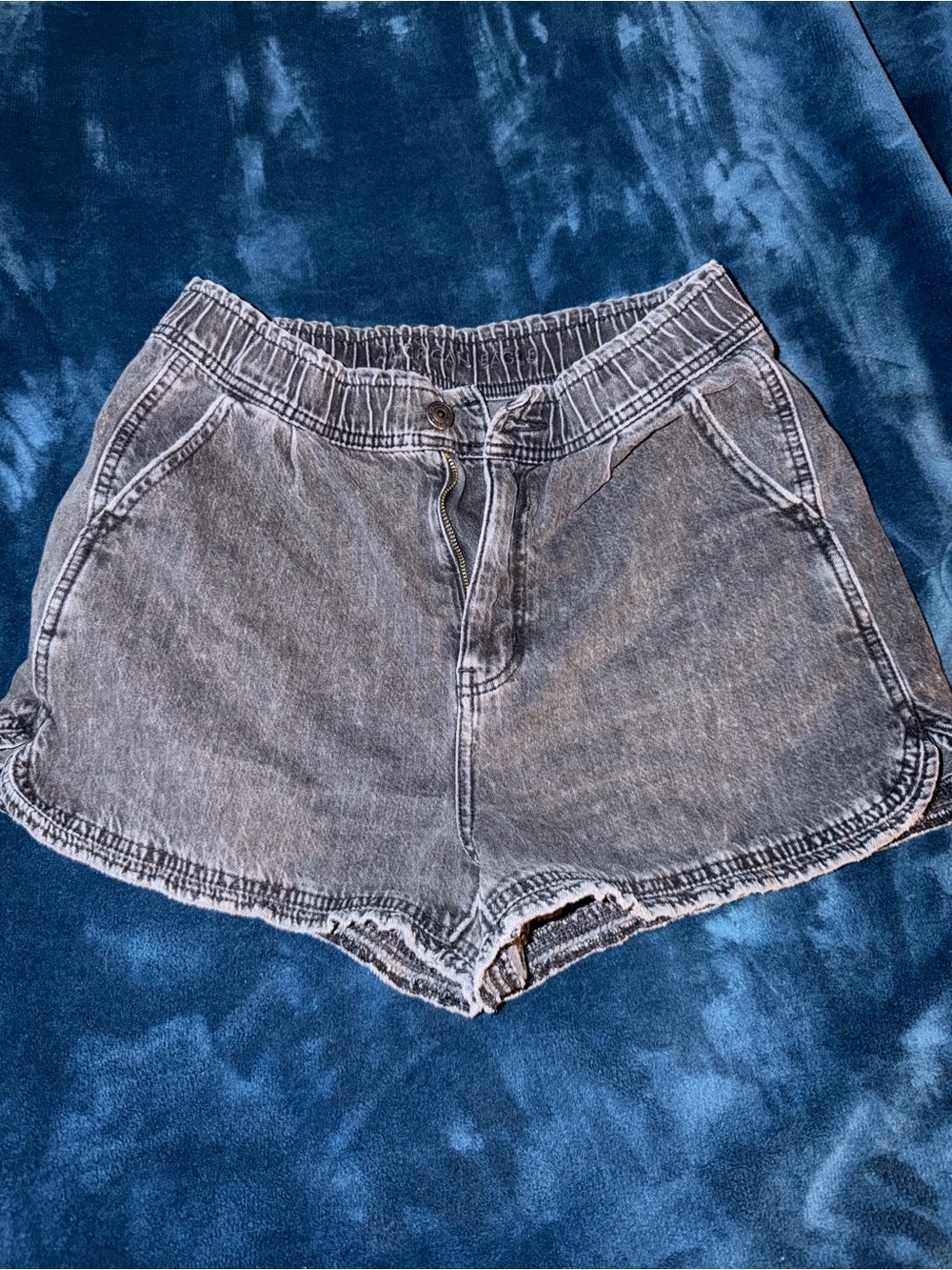 American Eagle Outfitters Washed Gray High-Rise Denim Shorts